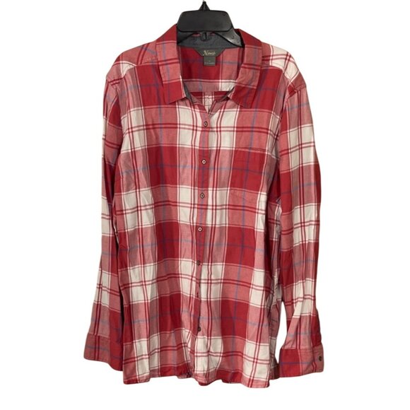 Natural Reflections Button Front Shirt Pink Blue Plaid Size XL Extra Large - Picture 1 of 6